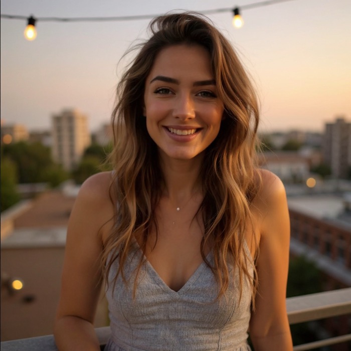 Rooftop terrace at golden hour