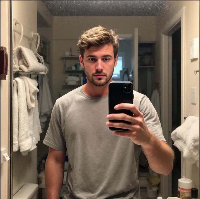 Bathroom mirror selfie